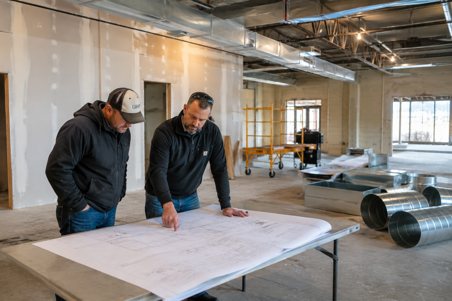 Commercial new construction HVAC planning for a building project near Carthage, Missouri